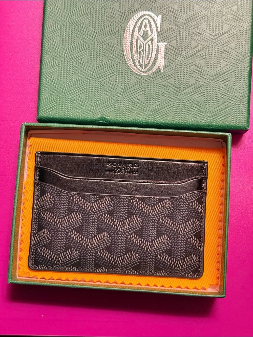 Goyard Black Card Holder with Red Interior